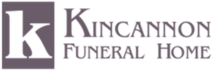 Kincannon Funeral Home logo in purple and gray with a large lowercase &ldquo;k&rdquo; icon