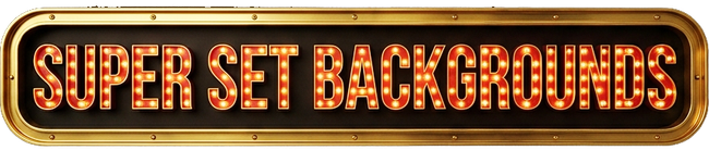 A purple and gold sign that says super set backgrounds