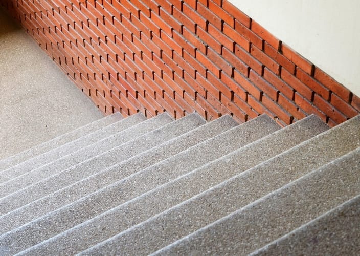 An industrial property with stairs made with exposed aggregate concrete in Melton VIC.