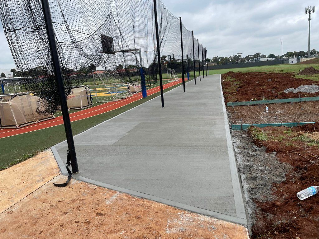 Basketball court concrete footpath for a commercial leisureplex in Melton VIC.