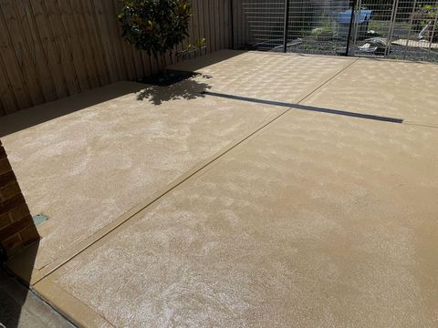 Colourful stamped concrete walkway for a residential property in Melton VIC.