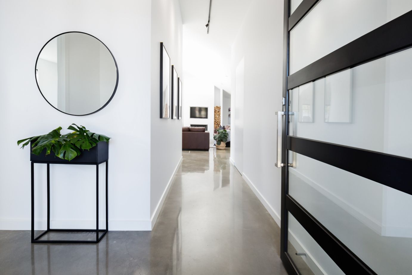 Newly installed polished concrete flooring in a residential living room in a property in Melton VIC.