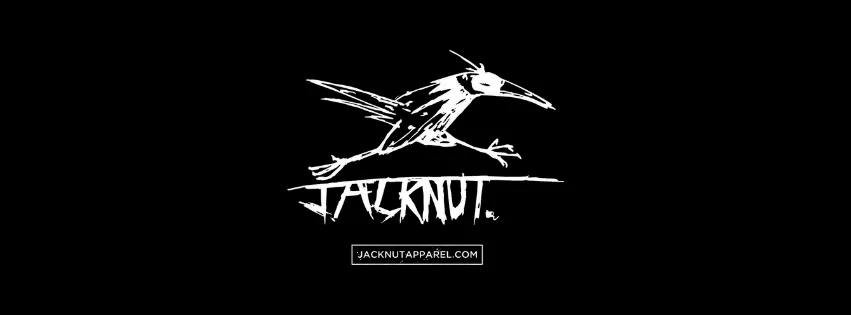 Black and white logo: bird with the word