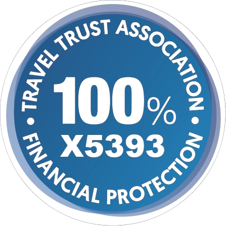 A blue travel trust association financial protection sticker