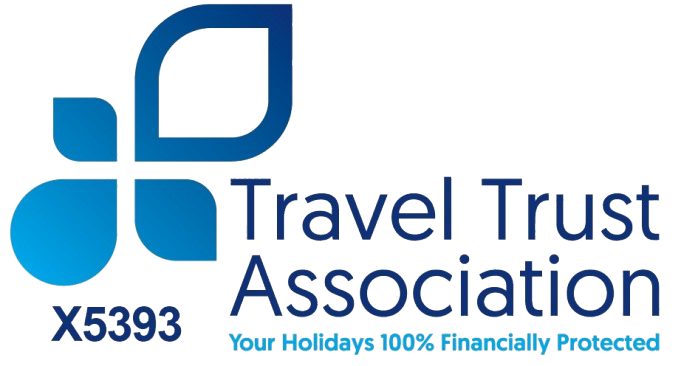 The travel trust association logo says that your holidays are 100 % financially protected.