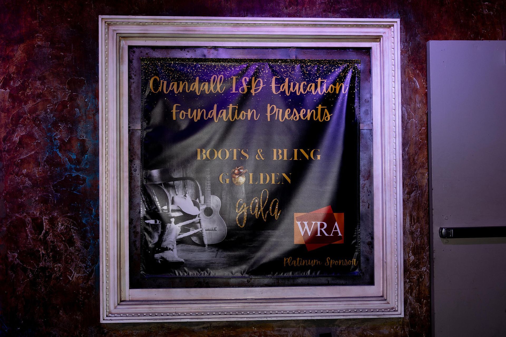 Framed event sign: 
