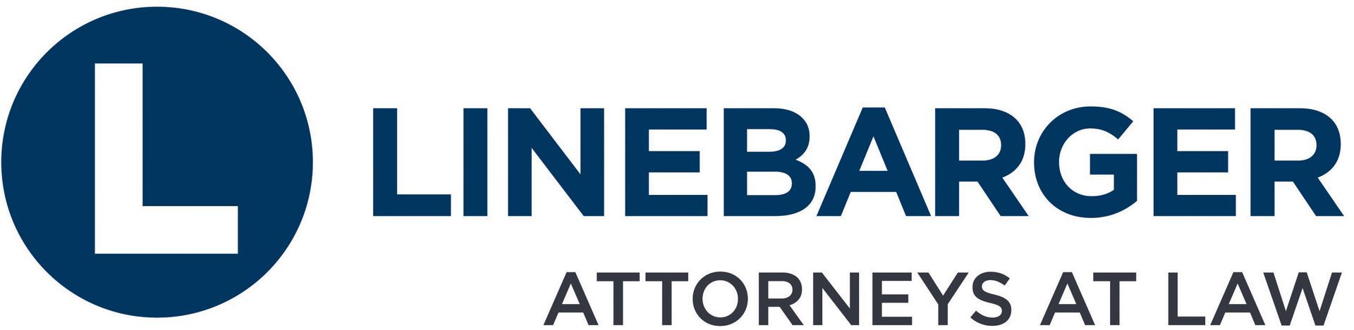 Logo of Linebarger Attorneys at Law; a white 