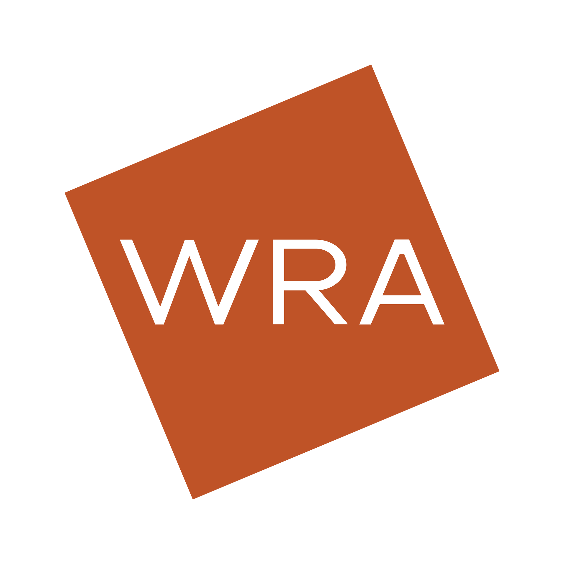 WRA logo: White letters 