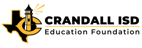 Crandall ISD Education Foundation logo: Texas outline, lighthouse, and stylized 