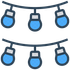 Two strings of blue string lights.
