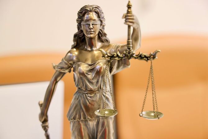Bronze statue of Lady Justice