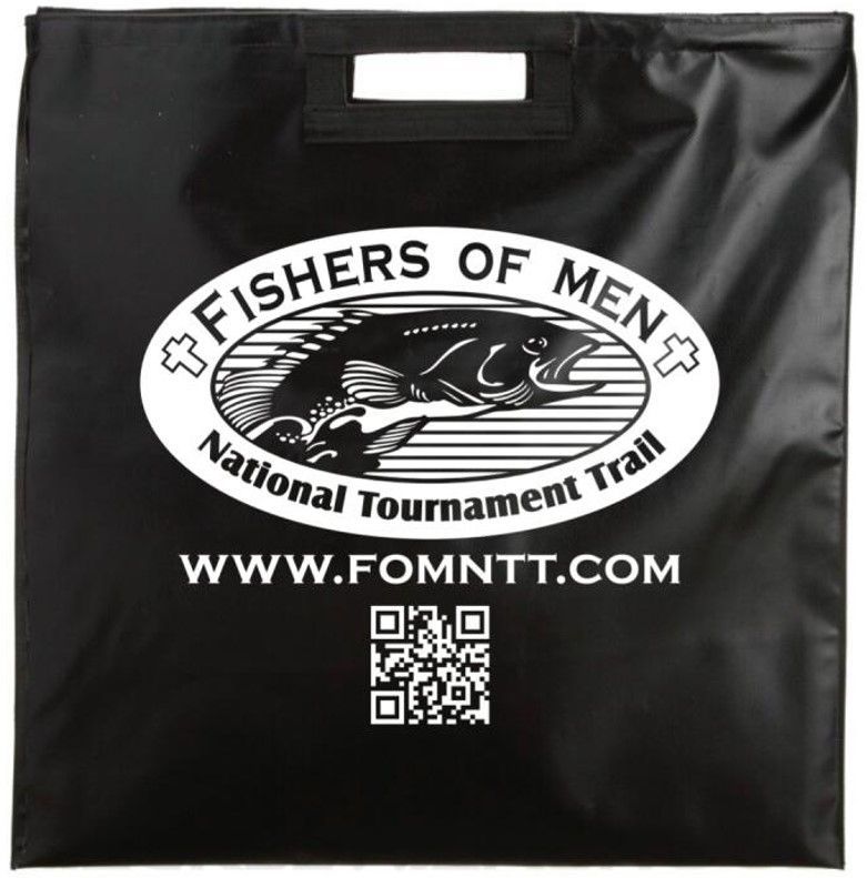 A black bag that says fishers of men on it
