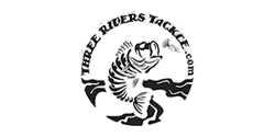 A black and white logo for three rivers tackle with a fish in a circle.