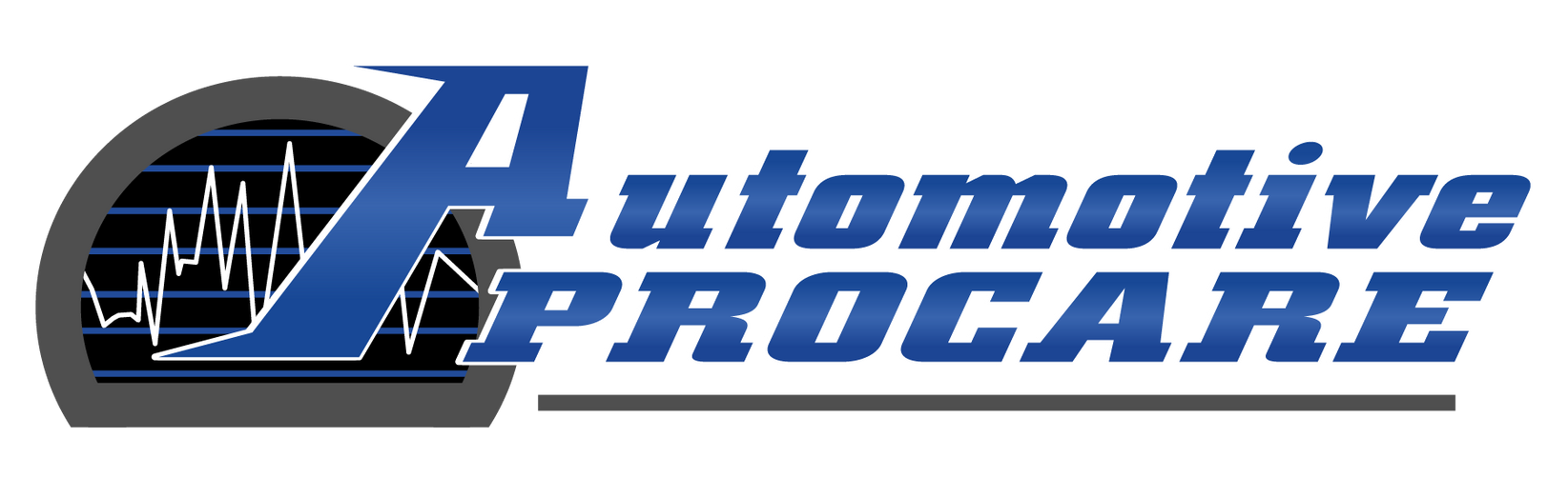 Automotive ProCare logo in blue and black with stylized car and heartbeat line