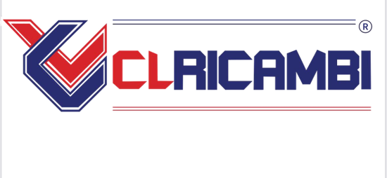 Un logo claricambi con un segno di spunta rosso e blu