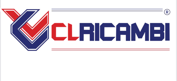 Un logo claricambi con un segno di spunta rosso e blu