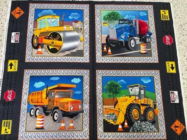 Fabric With Different Trucks — Arts & Crafts in Emu Park, QLD
