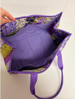 Open Purple Tote Bag With Patterned Lining — Lyn-Jelle Crafts in Emu Park, QLD
