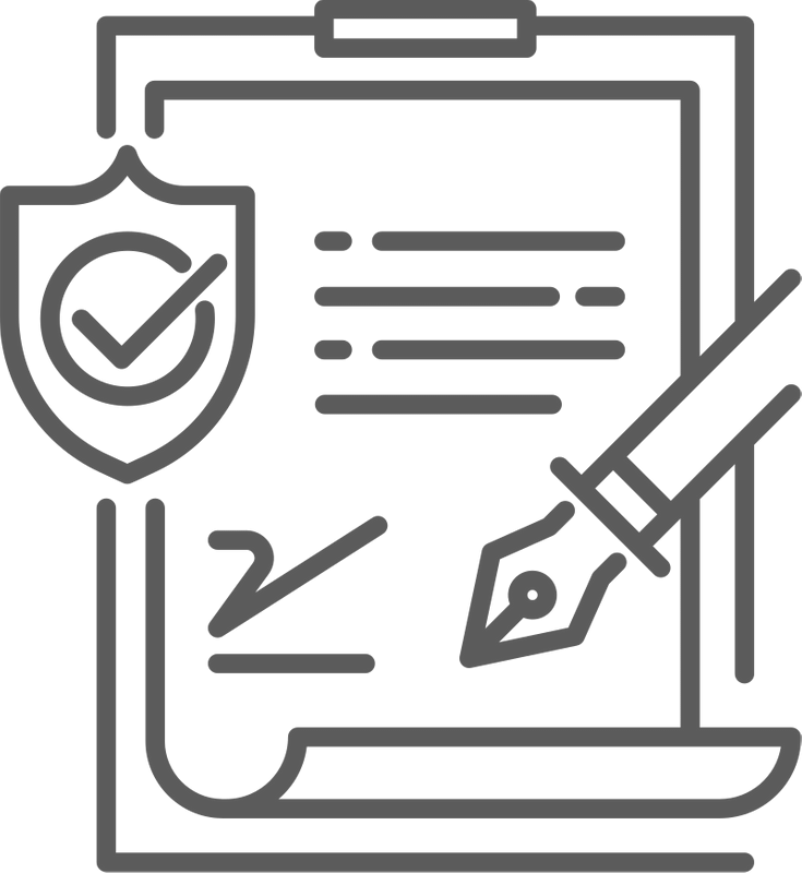 A clipboard with a pen and a shield on it.