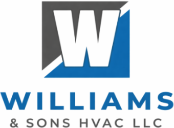 Williams & Sons HVAC LLC logo with a white W on gray and blue background