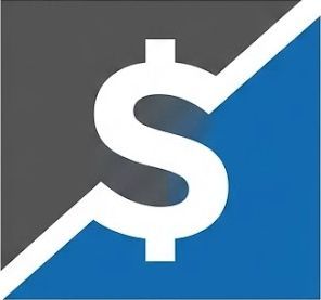 White dollar sign on gray and blue upward-diagonal background, suggesting financial growth
