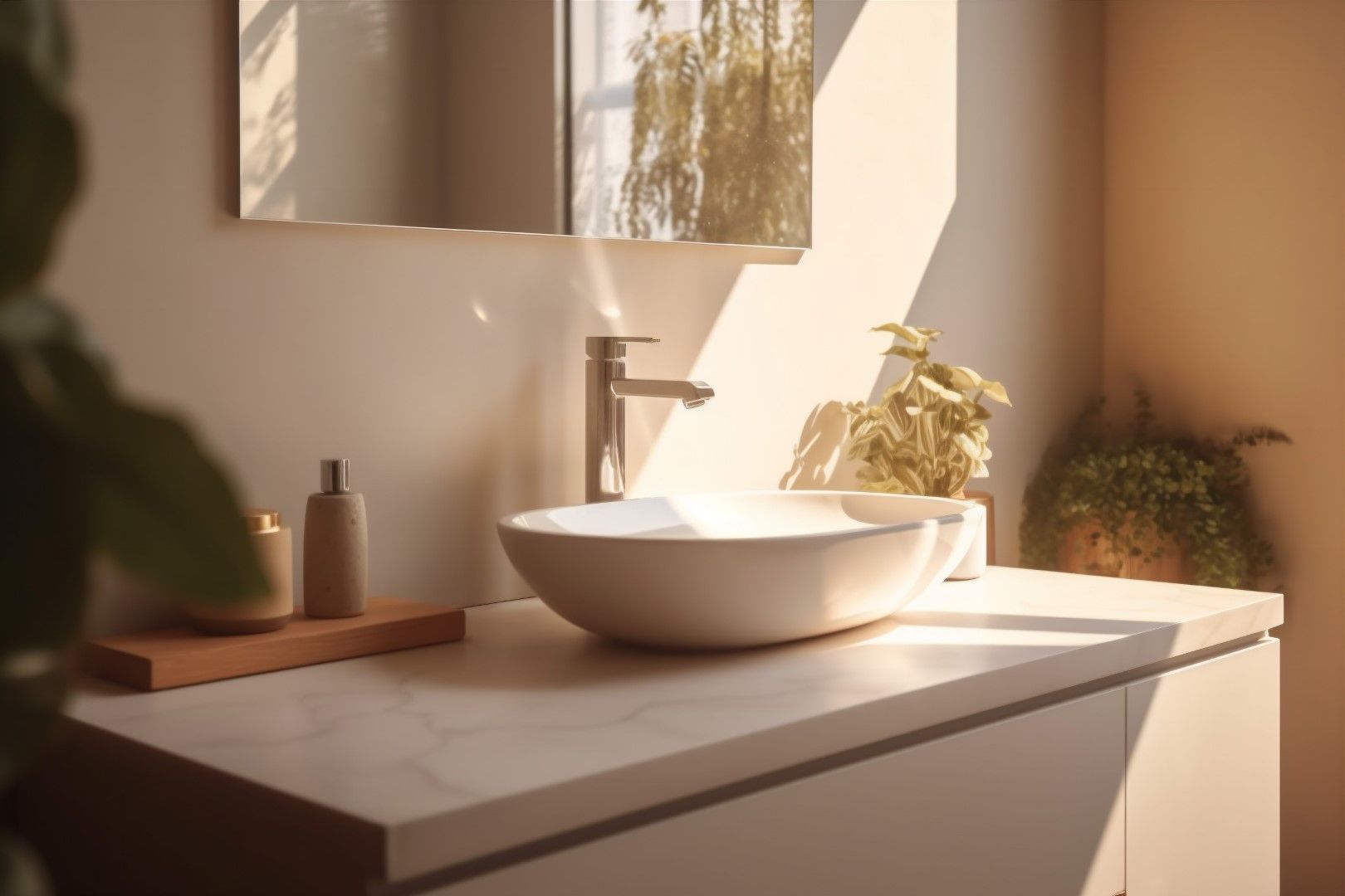 A picture of ceramic sinks and with a bronze faucet in Bonney Lake, WA