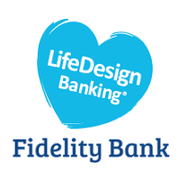 Fidelity Bank logo with a blue heart containing