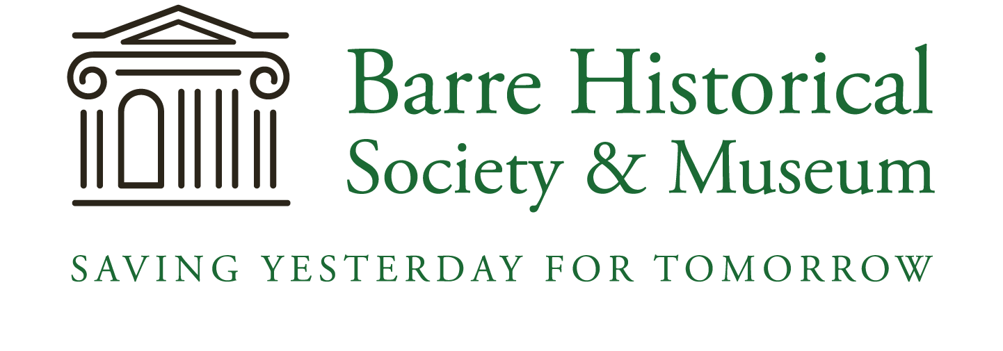 Logo for Barre Historical Society & Museum. Features a Greek temple icon with text