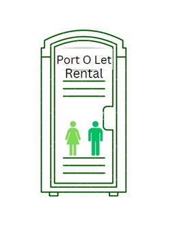 Green and white portable toilet with 