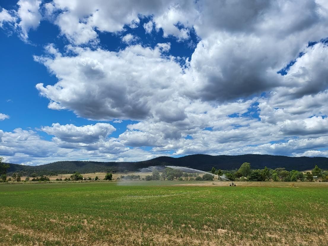 A Field with Mountains in The Background and Clouds in The Sky — Peel Irrigation & Water Supplies in Taminda, NSW