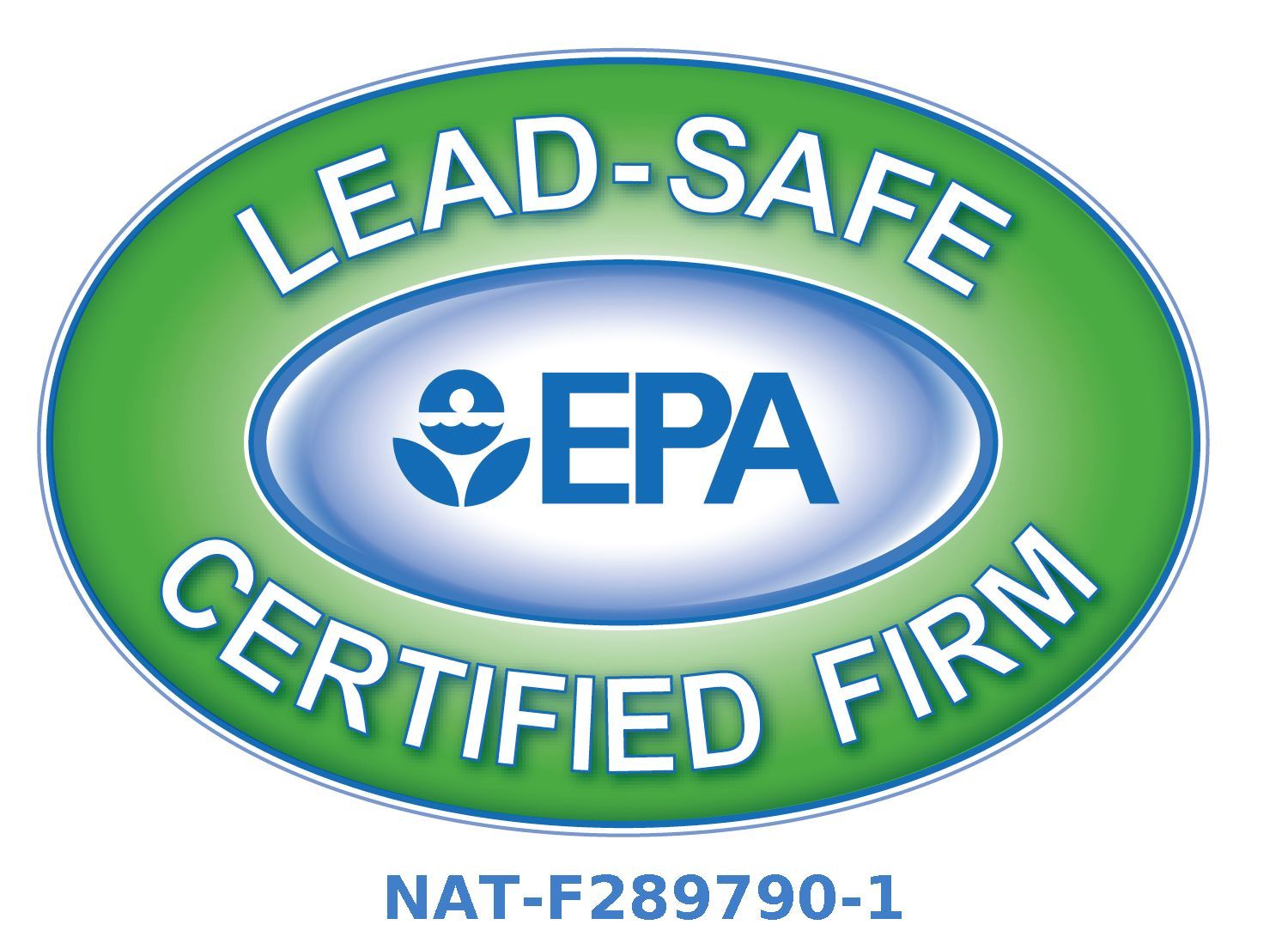 A lead safe certified firm logo that is green and blue A lead safe certified firm logo that is green and blue