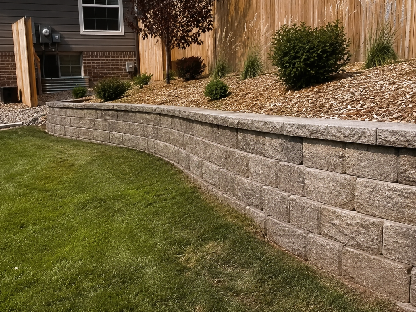 A concrete foundation is being built in a residential area.