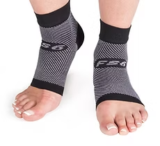 Two Feet Wearing Gray and Black Compression Ankle Sleeves — Forerunner Physio In Taree, NSW