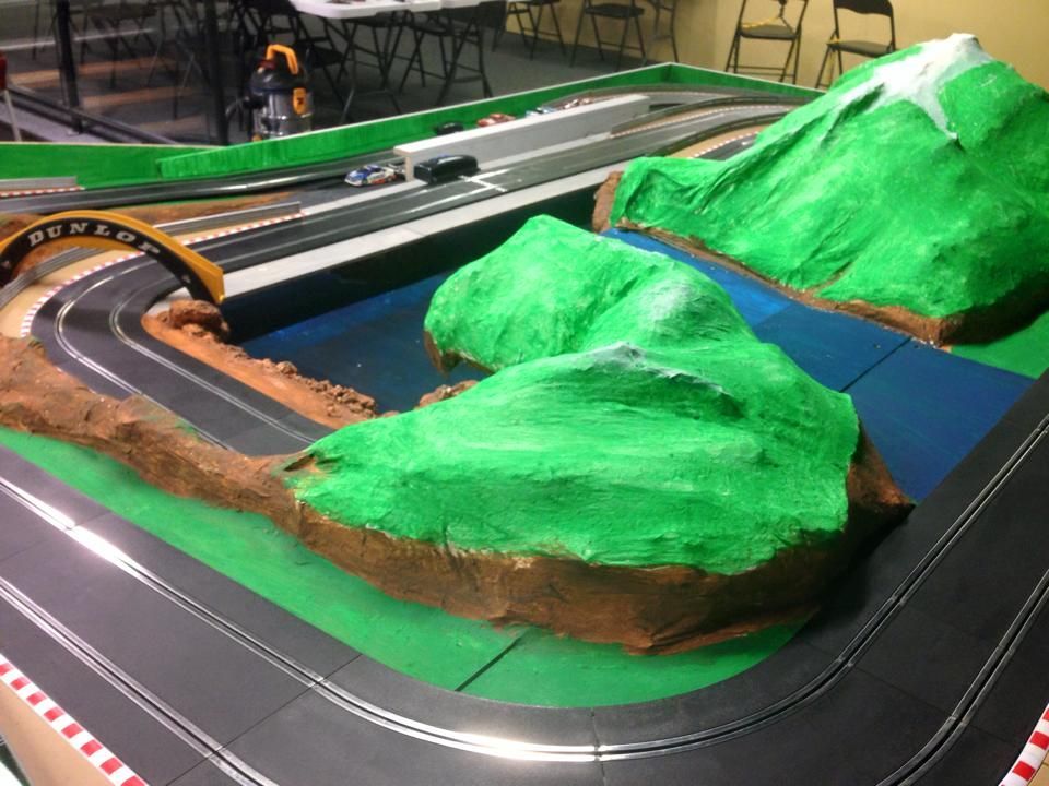 Slot Car Race Track With Bridge, Mountains, And Cars — Midtown Hobbies In Lismore, NSW