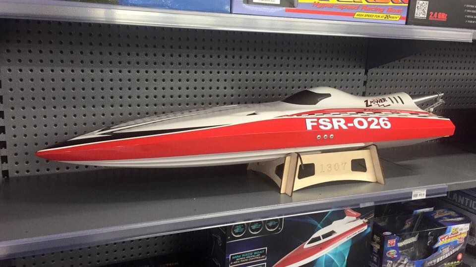 Model RC Boat, White And Red, On Display Shelf — Midtown Hobbies In Lismore, NSW