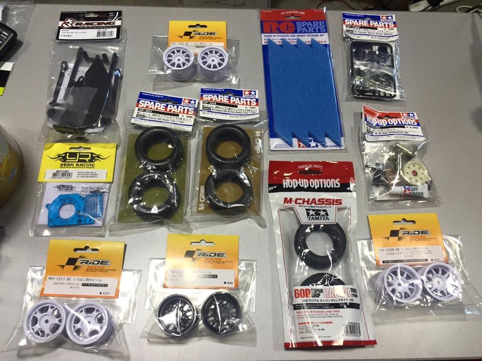 Assorted RC Car Parts In Sealed Packages On A Table — Midtown Hobbies In Lismore, NSW