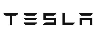 The black Tesla logo in its stylized, modern typeface on a white background.