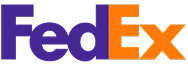 The FedEx logo featuring the company name in purple and orange, with a hidden arrow shape between the 'E' and 'x'.