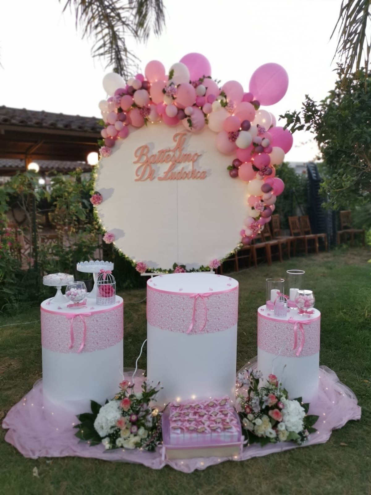 palloncini rosa per festa battesimo
