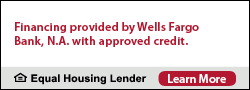 Wells Fargo financing advertisement, red text, 