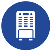White air purifier icon inside a blue circle.