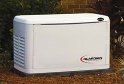 White Guardian home generator outside. White Guardian home generator outside.