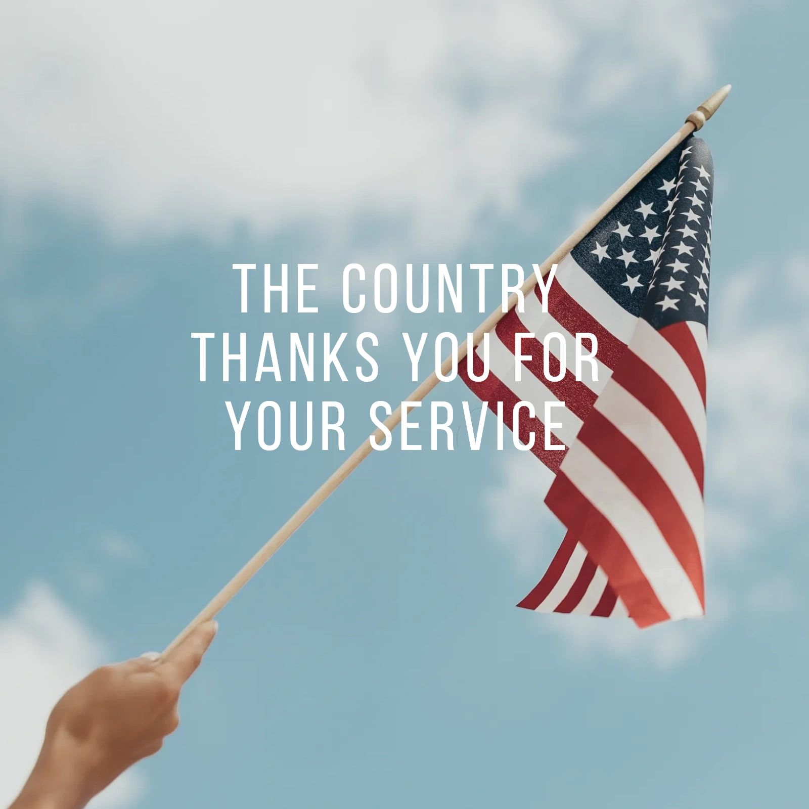 A hand holding an american flag with the words