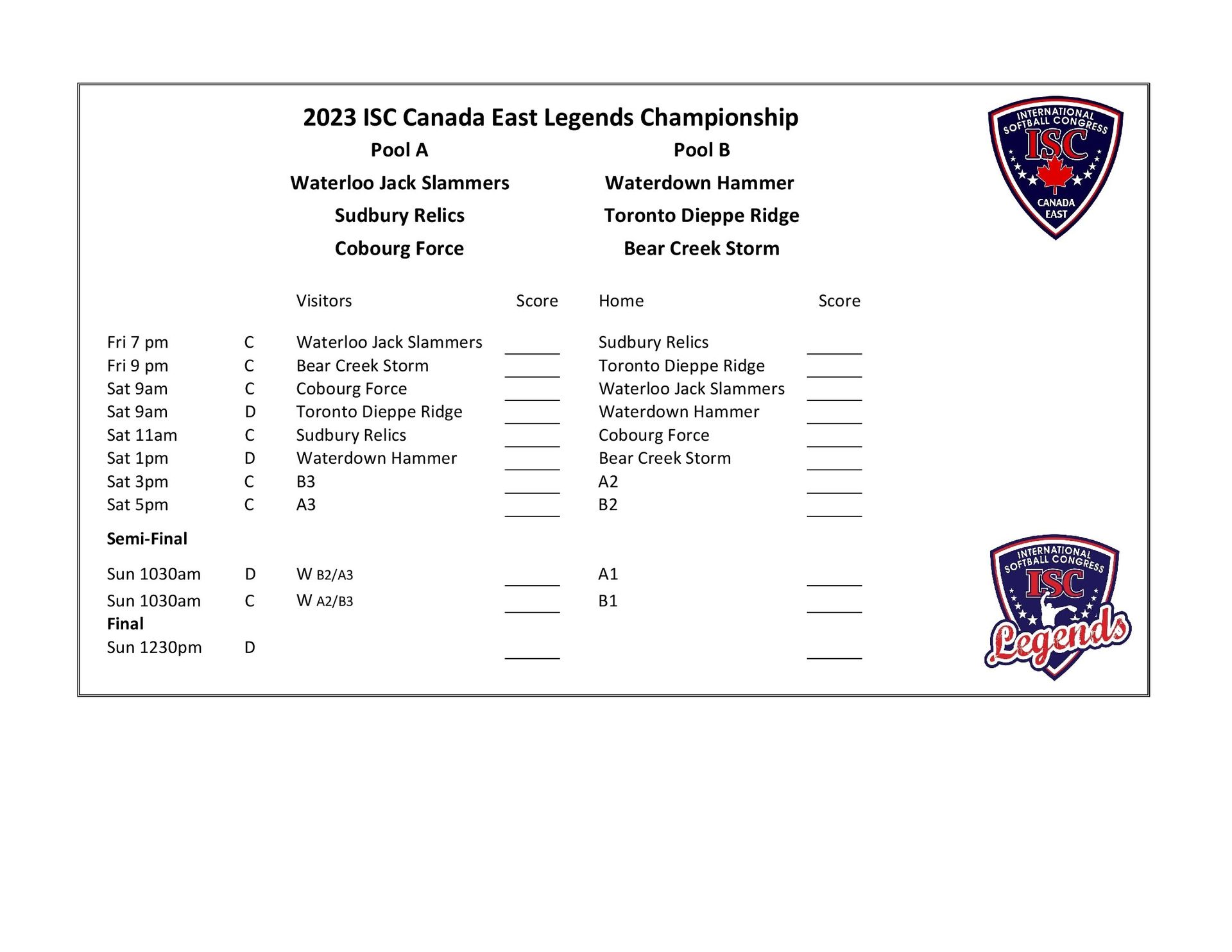 ISC Canada East Qualifier Schedules