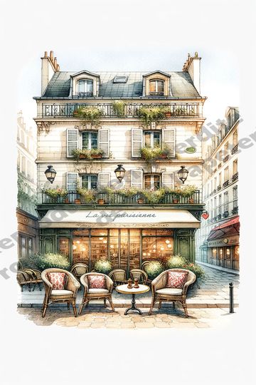 image d'une aquarelle café de paris