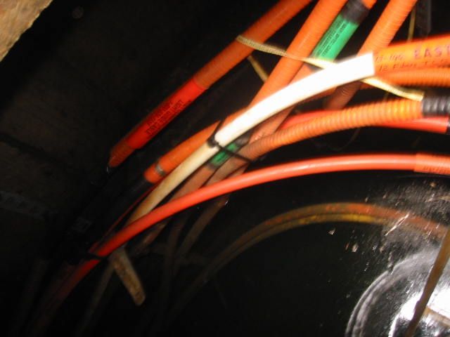 A bunch of electrical wires are connected to each other