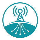 A blue circle with a tower and antennas in it.