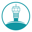 An icon of an airport control tower in a circle.