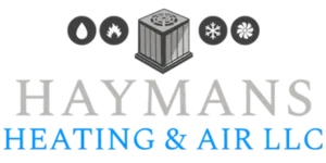 A logo for haymans heating and air llc