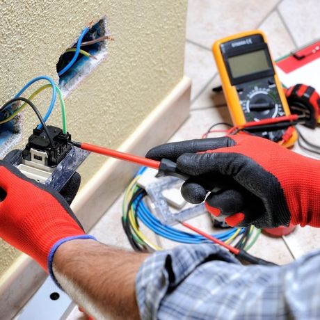 electrician installing a socket